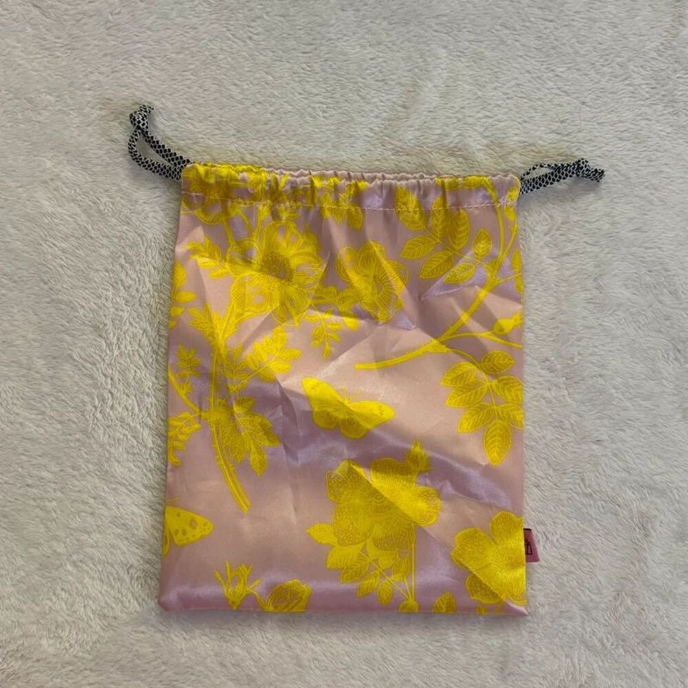 pink silk fairy core drawstring makeup cosmetics bag